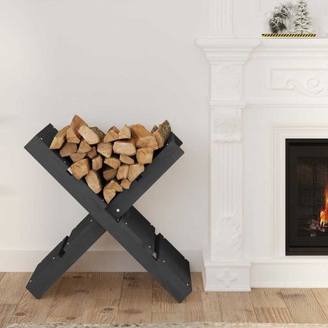 Porte-bûches -Portant de bois de chauffage-Meuble pour range bûches Gris 47x39,5x48 cm Bois massif de pin 682680 (1/5)
