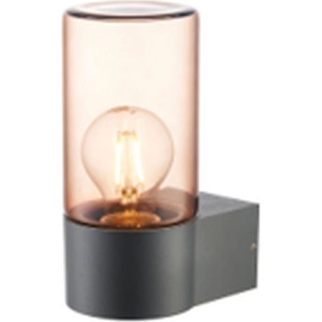 Außenlampe Wand Aluminium Rauchglas H: 19,7 cm IP44 Grau Bernstein E27 Modern