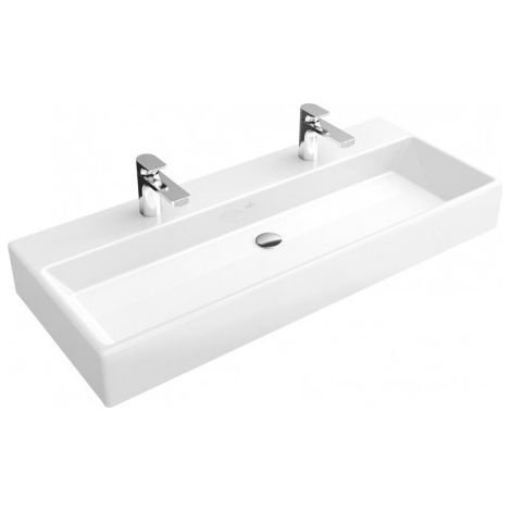 Memento, Lavabos muraux, 1000 x 470 mm, Rectangulaire, modèle meulé, pour robinetterie murale, sans troude robinetterie,avec trop-plein, En porcelaine sanitaire