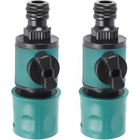 Fitting of hose watering with valve of regulation, 2 pieces, hose watering with fitting of valve, fitting fast of hose watering with valve for fittings of replacement of mamelon of hose (1/3)