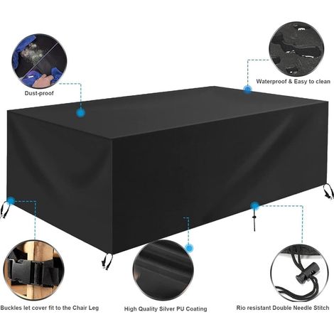 Housse Salon de Jardin 225x116x82cm Couverture de Protection Meubles Bâche Salon de Jardin Imperméable Anti-UV 420D Oxford Bache Table Exterieur (1/5)