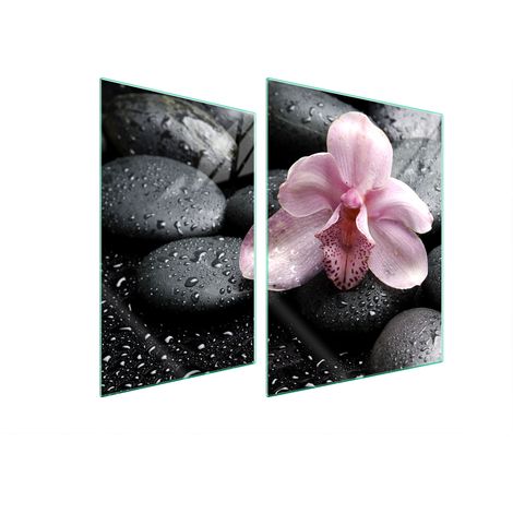 GLASSCHUTZPLATTE FÜR HERD 70x52 ORCHIDEE