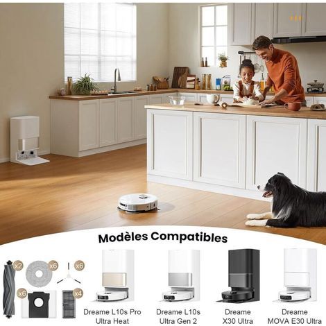 25 Accessoires pour DREAME L10s Pro Ultra Heat / L10s Ultra Gen 2 / X30 Ultra/MOVA E30 Ultra Robot Aspirateur. 2 Brosse Principale, 4 Filtres, 6 Chiffons, 6 Sacs à Poussière, 6 Brosses latérales (1/3)