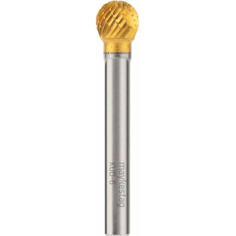 Fraise Rotative HM TiN Tige Cylindrique Forme Sphérique - Fontes, Aciers D. 3 x Lt. 38 x Lu. 2.5 x Q. 3 mm - Diamwood