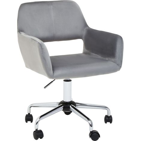 Premier Housewares Brent Grey Velvet And Chrome Base Home Office Chair (1/5)