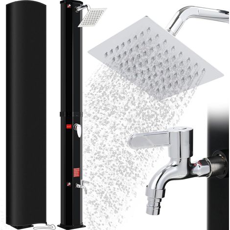 LIFERUN Douche Solaire 40L, 225cm, Douche de Jardin Solaire, Douche de Piscine avec Pommeau de Douche, Douche à Pieds et Housse de Protection, sans Raccordement Électrique, Température de l'Eau jusqu'