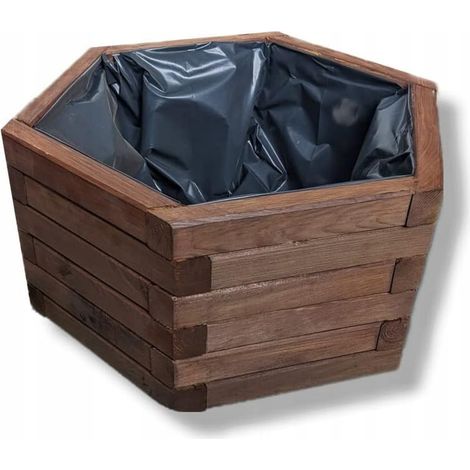 Maceta de jardín de madera, palo de rosa, 51x44x23 D26 (1/2)