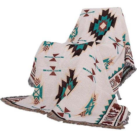 Nappe de camping style ethnique en coton doux motif rétro respectueux de la peau pour table de pique-nique pour tente de voyage en plein air Type A 0,9 x 0,9 m. (1/5)