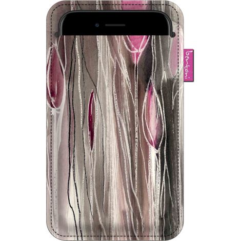 Funda para smartphone con estampado de tulipanes - Fieltro ecológico, 105 x 175 mm, gris, estampado duradero, protección para el teléfono, lavable a 40 °C, Bertoni (1/5)