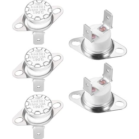 Thermostat KSD301 - 5 Pièces - 190°C Normalement Fermé - Interrupteur Thermique Disque Snap - Pour Micro-ondes Et Électroménager (1/4)