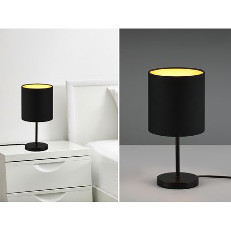 LED Tischleuchte mit Stoffschirm in Schwarz innen Gold, Höhe 28cm (1/5)