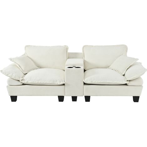 Wolkenbeiges modulares Sofa aus Chenille mit Becherhaltern, Stauraum und USB MODENUIT (1/5)