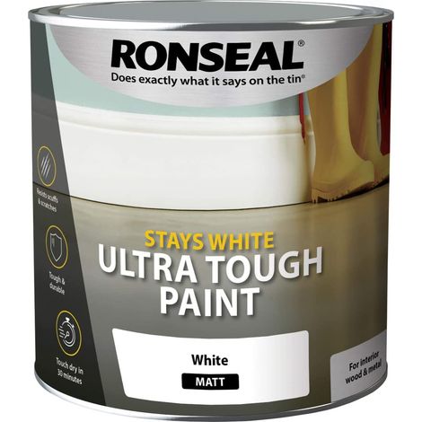 Ronseal 37526 Stays White Ultra Tough Paint Matt White 750ml RSLSWUTMP750