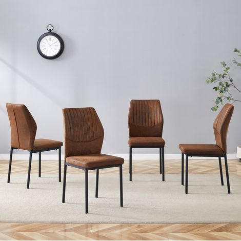 Esszimmerstuhl 4er-Set mit Metallbeinen Braun-Schwarz OKMYHOME (1/5)