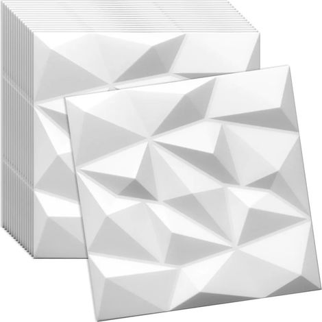 Panneau mural et de plafond 3D en polystyrène – blanc – 50 x 50 cm – 20 pièce – 5 m² – style moderne – montage facile