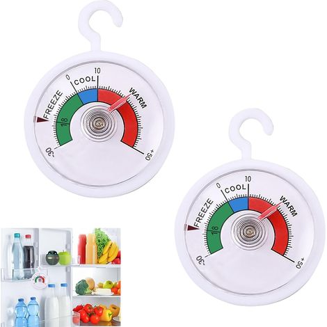 2 Pièces Thermomètre, Format Rond, Lecture Code Couleur, Suspension Adhésif, Congélateur Cuisine Cave (1/5)