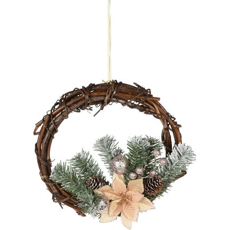 Grande ghirlanda natalizia in rattan, 30 cm (1/3)