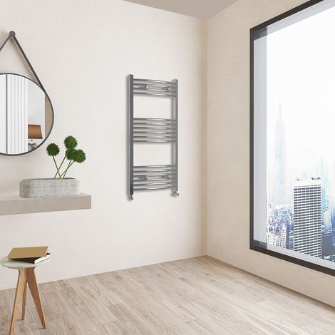 Acezanble 1000x500mm(HxW) Chrome Curved Heated Towel Track Heated Towel Radiator
