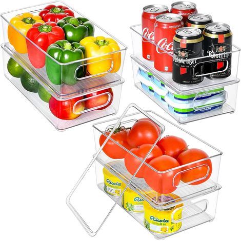 Kühlschrank-Organizer-Set, 6-teilig – BPA-frei, hochwertige, transparente Kühlschrank-Organizer-Box – stapelbare Kunststoff-Kühlschrankaufbewahrung mit Deckel – geeignet für Kühlschrank/Küche (1/5)