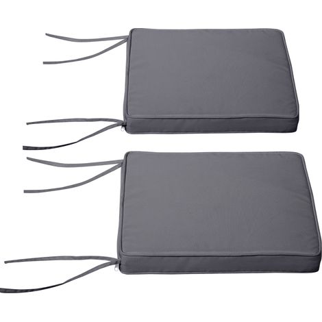 Outsunny Lot de 2 Coussins de chaise de jardin Coussin chaise extérieur Coussins d'assise déhoussables Rembourrage 5 cm Tissu Polyester dim. 45L x 45l cm Gris foncé