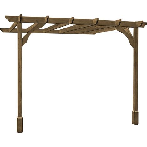 Wall Mounted Premium Pergola - Wood - L180 x W480 x H270 cm - Rustic Brown