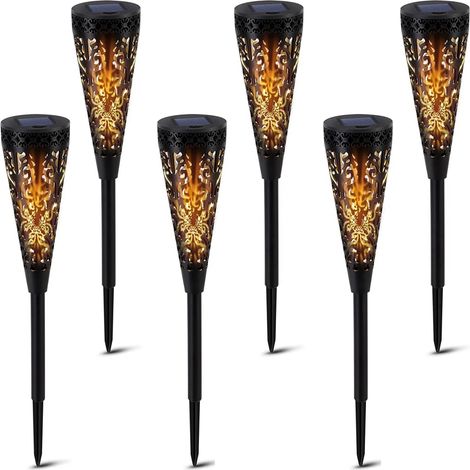 (Lot de 6)Lampes Solaires Exterieurs Jardin,Lumiere Solaire Exterieur avec Lumière Chaude,Eclairage Exterieur Solaire Decoration Jardin Pour Chemin (1/5)