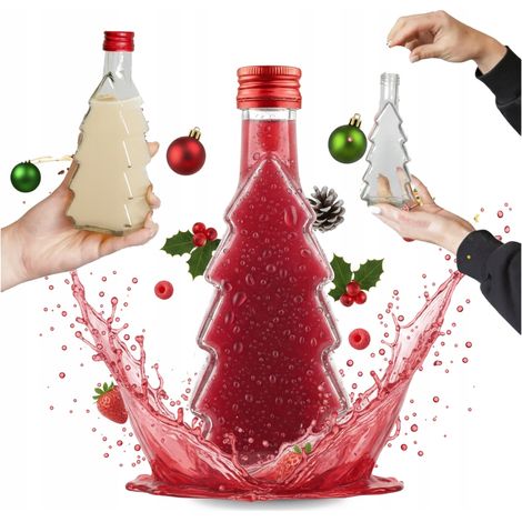 WEIHNACHTSBAUM Glasflasche 250ml für Liköre, Tinkturen, Wein GLASFLASCHEN WEIHNACHTEN (1/5)