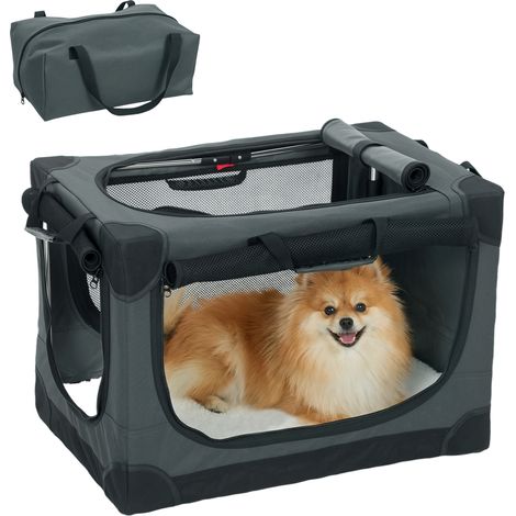 PawHut Collapsible Dog Crate Portable Pet Travel Carrier 60 x 42 x 43 cm