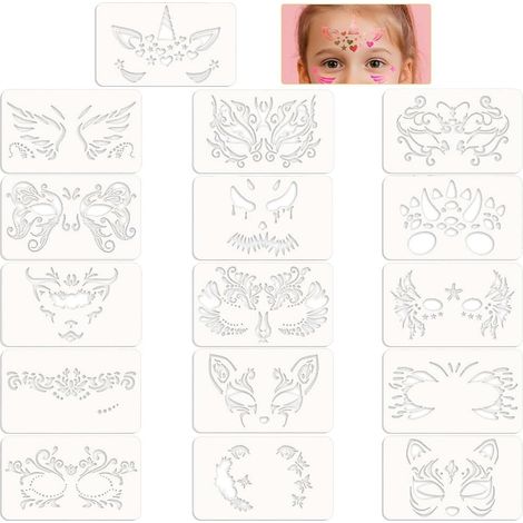 16 Pièces pochoirs réutilisables pour peinture du visage,Gabarit facial - 16 (1/5)