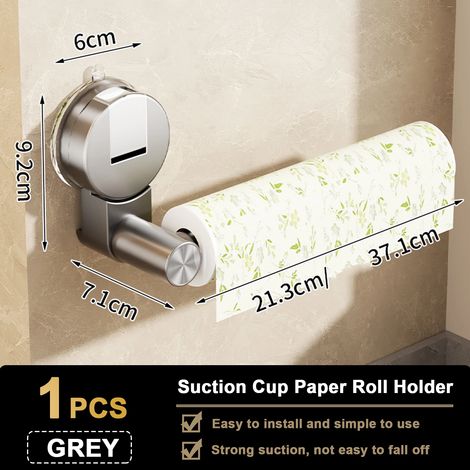 (Gris-1) Porte-papier toilette à ventouse, distributeur de papier toilette, rangement pour armoire, accessoire de salle de bain (1/5)