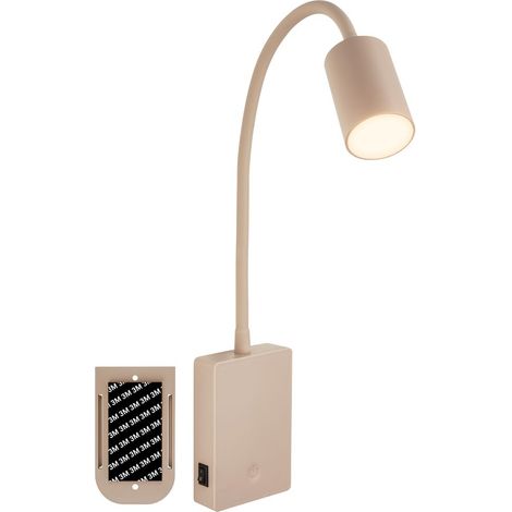 Briloner LED Leselampe Akku 7x51x4,5 cm 2W 150lm 3000K Warmweiß Dimmbar Beige - Wandlampe Schlafzimmer Büro (1/5)