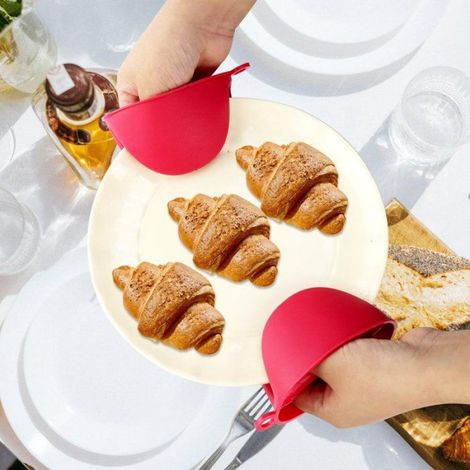 2 paires Gants de cuisine, Silicone résistant chaleur, Antidérapants, Doigts et pouce, Four Micro-ondes (1/4)