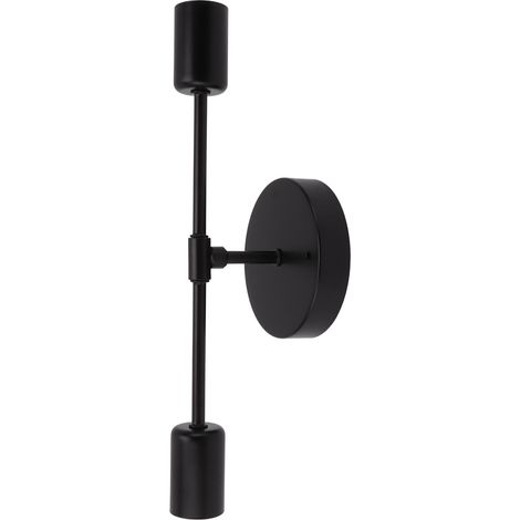 Douille double E27/E26 en fer noir moderne 85-265V pour applique murale, idéale pour le salon, la salle de bain ou le dressing. (1/5)