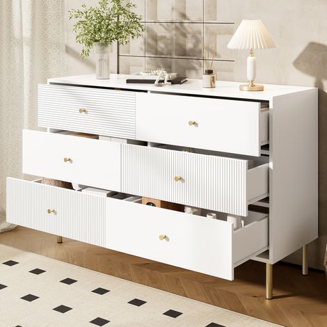 mobile contenitore 120x40x78 6 cassetti bianco moderno OKMYHOME (1/5)