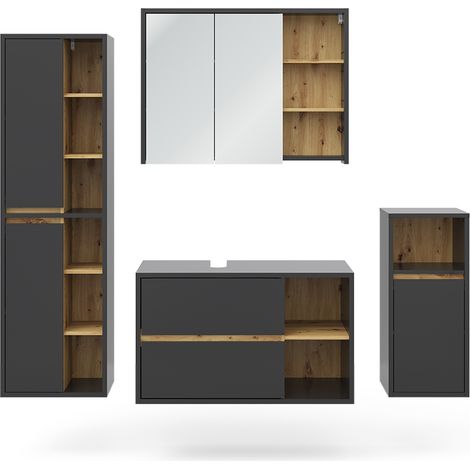Ensemble de meubles de salle de bain Viola, Anthracite, 4 parties, Vicco