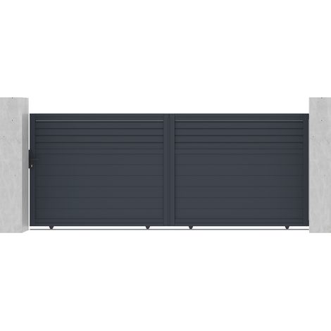 Casanoov – Portail aluminium coulissant 400x160cm – Design moderne semi-ajouré – Bonne occultation – Accessoires inclus pour montage rapide (1/4)