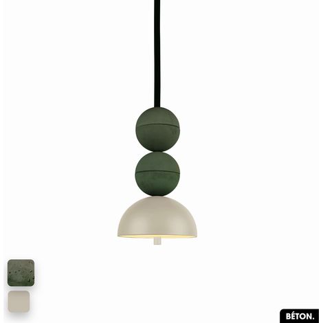 Lampe de suspension en béton - BOSFOR CONCRETE ASPERGE - PEYOTE 2 BALLES LED 14W (1/3)