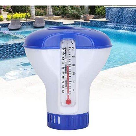 Diffuseur Chlore Piscine avec Thermomètre,Flotteur Piscine Chlore,Diffuseur Piscine Chlore Flottant,Distributeur Chlore Piscine,Distributeur de Produits Chimiques pour Piscine, Étang (1/4)
