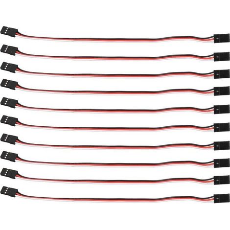 10 x 3-polige 200-mm-Servo-Verlängerungskabel für funkgesteuerte Modellautos – Buchse-zu-Buchse-Steckverbinder mit Messingkern (1/5)