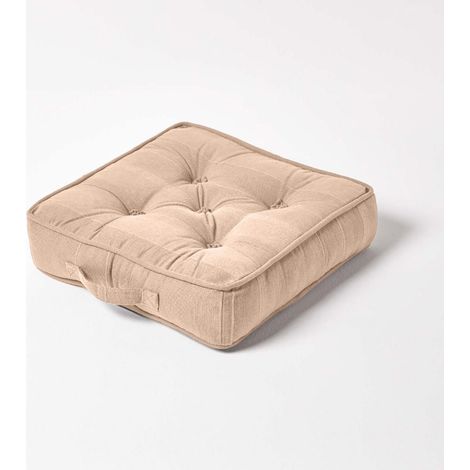 HOMESCAPES Rajput Ribbed Cotton Floor Cushion Beige