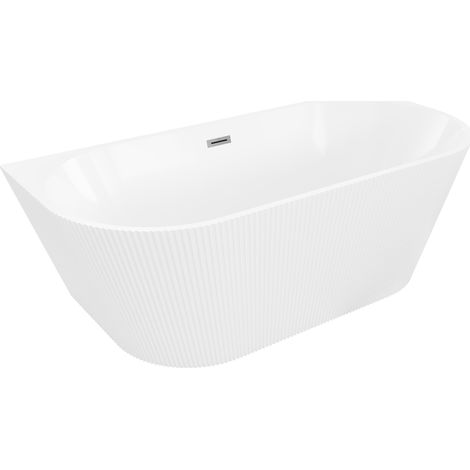 Mexen Oris baignoire autoportante murale rainurée 170 x 80 cm, blanche, trop-plein gun metal - 52871708000-95 (1/5)