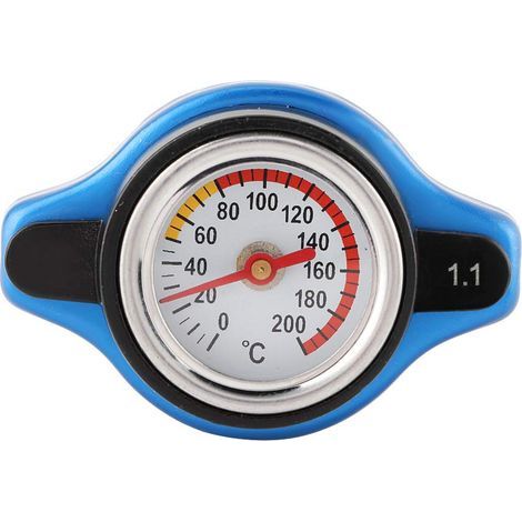 Bouchon radiateur thermomètre avec jauge de température, couvercle alliage aluminium voiture, petite tête, pression 1.1 bar, réservoir universel (1/4)