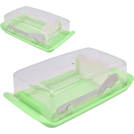 Boîte à beurre rectangulaire, boîte de rangement polyvalente pour conserver la fraîcheur des aliments dans la cuisine, la maison et le restaurant (verte) (1/5)
