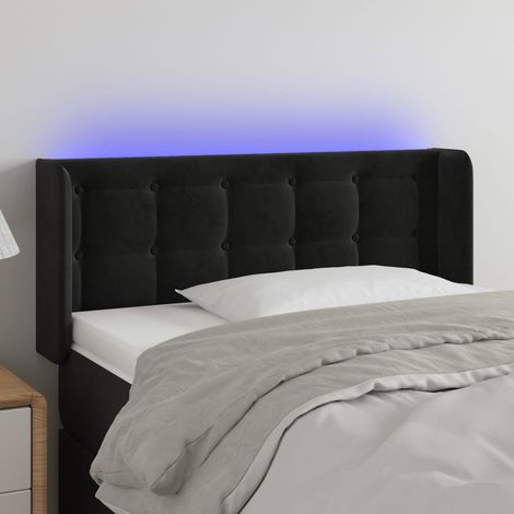 Tête de lit à LED Armoire de tête de lit Noir 93x16x78/88 cm Velours 69779 (1/5)