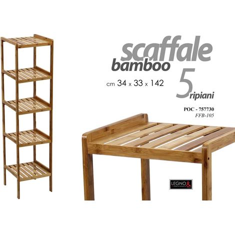 Regal in Bambus Küche Badezimmer cm 34 x 33 x 142 h