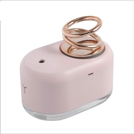 Mini humidificadores de 300 ml, vapor frío, funcionamiento ultrasilencioso, con luz nocturna y apagado automático al agotarse el agua. Ideal para el hogar, la oficina o la habitación del bebé (rosa). (1/5)