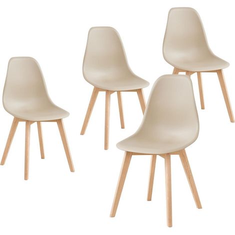 4er Set Esszimmerstühle mit Massivholzbeinen, Khaki (1/5)