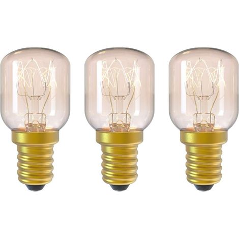 Lot de 3 ampoules à incandescence E14 15 W T25 2300 K Petit culot à vis pygmée pour micro-ondes/réfrigérateur/four/lampe de sel de l'Himalaya/congélateurs/poterie Petit culot à vis Edison (SES) (1/5)