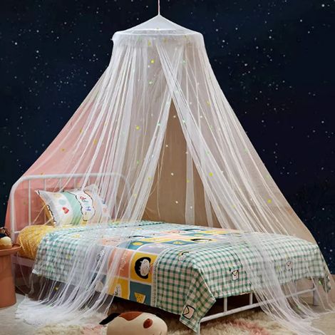Ensemble de baldaquins pliables en forme de dôme, phosphorescents, en polyester, à motifs d'étoiles, style princesse, décoration de chambre, articles pour la maison (1/5)