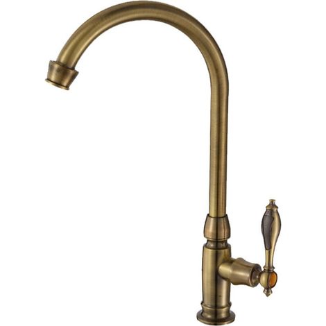 Robinet De Cuisine Mitigeur Robinet Laiton Brossé Eau Froide Robinet Rotatif Lavabo Robinet De Lavabo Pour Vasque Et Lave Mains Bronze Antique (1/4)